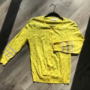 LOFT Yellow Polka Dotted Cardigan